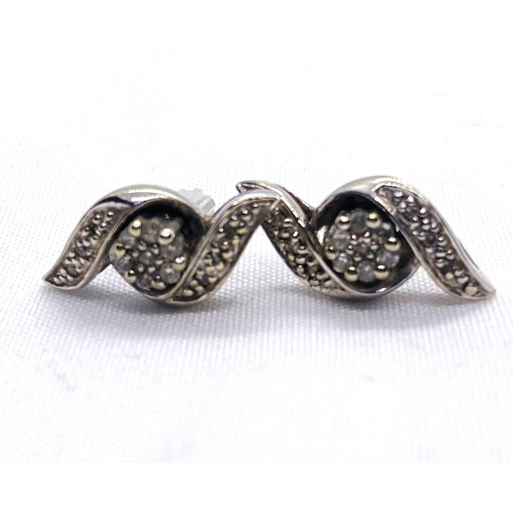 White Gold Diamond 10K Diamond Earrings Signed UD